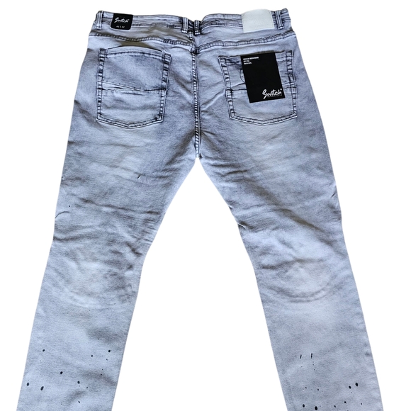 Men’s Slim Taper Fit Biker Style Distressed Denim Jeans - Picture 9 of 11